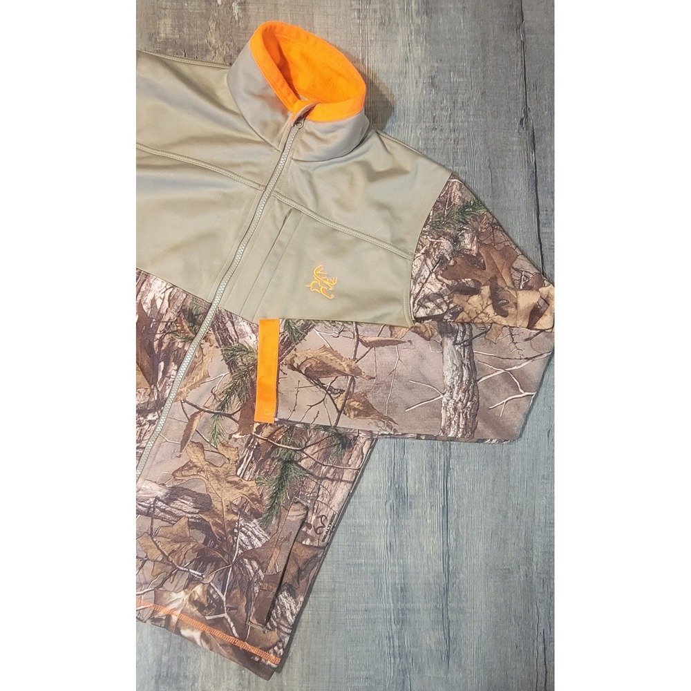 Bushmaster Men XL Realtree Xtra Camo Softshell Hunting Jacket Tan Orange RN48711